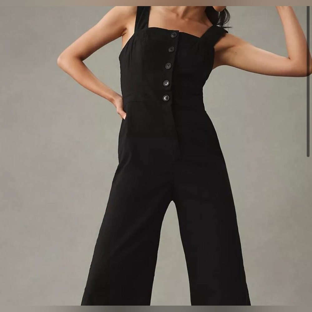 MAEVE by Anthropology 
The Colette: black button up black jumpsuit